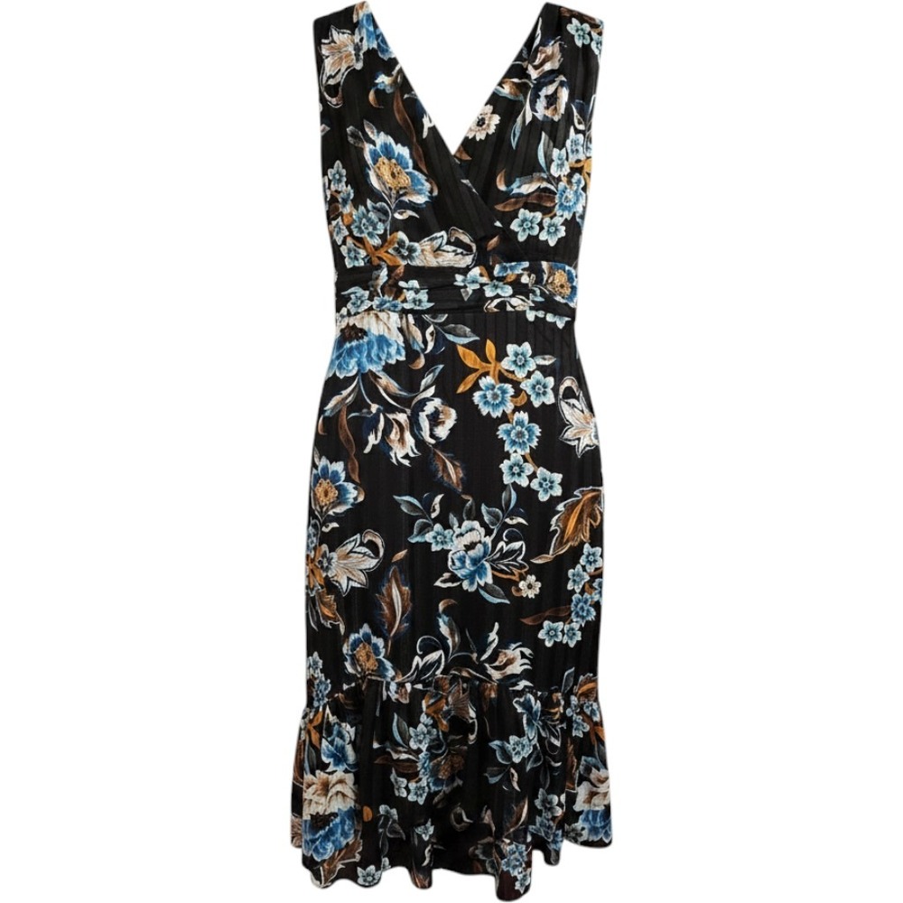 White House Black Market A-Line Ruffle Midi Floral Dress Size 0